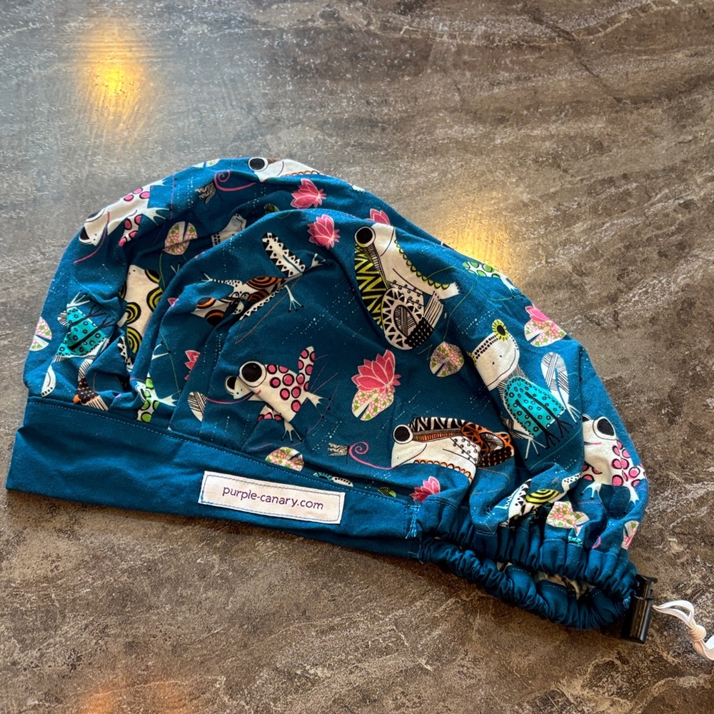 Colorful Frog Print Bouffant Scrub Cap